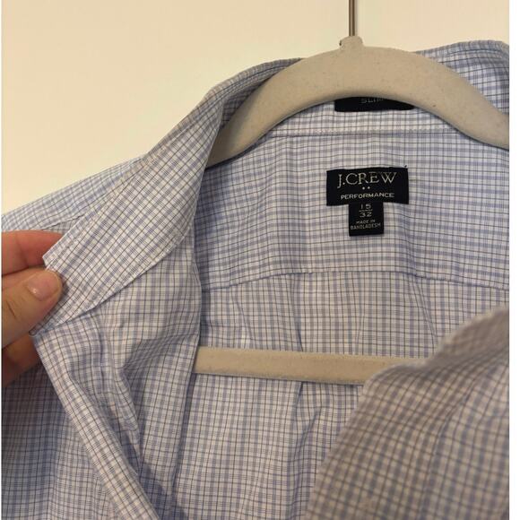 J.Crew Tailored Slim Performance Dress Shirt White Peri Blue Size 15/32 - Picture 7 of 8